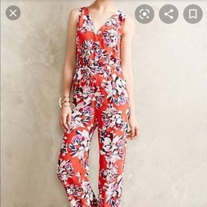 Anthropologie red jumpsuit